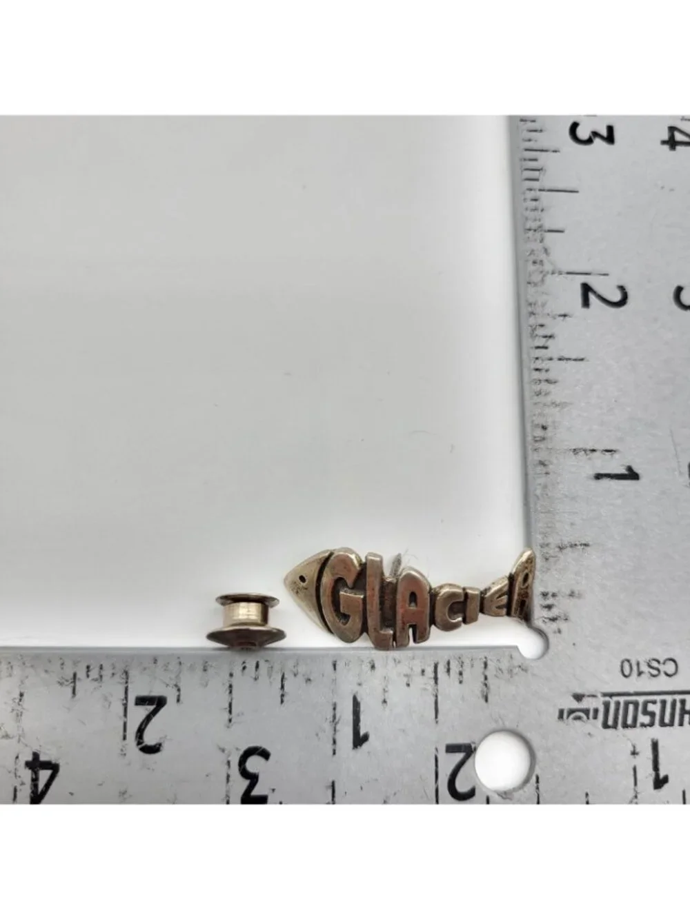 Vintage Sterling Silver Glacier Fish Tie Tack Lapel Pin Mount Baker Ski Artisan